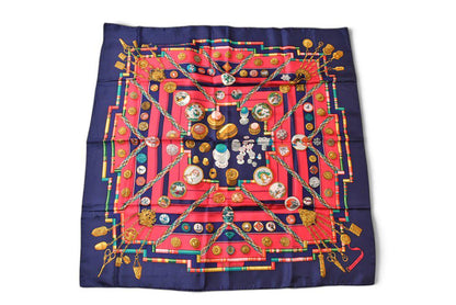 Hermes Carre 90 Scarf Vintage 90 Seamstress Petite Silk 100% Large Navy