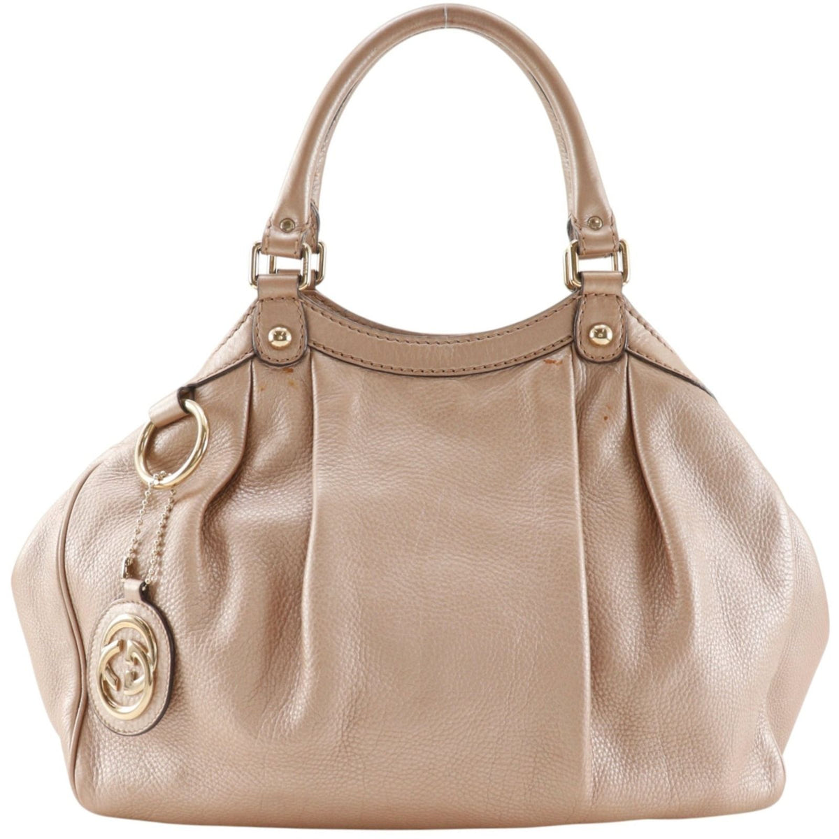 Gucci Sukey Guccissima Leather Metallic Beige Handbag