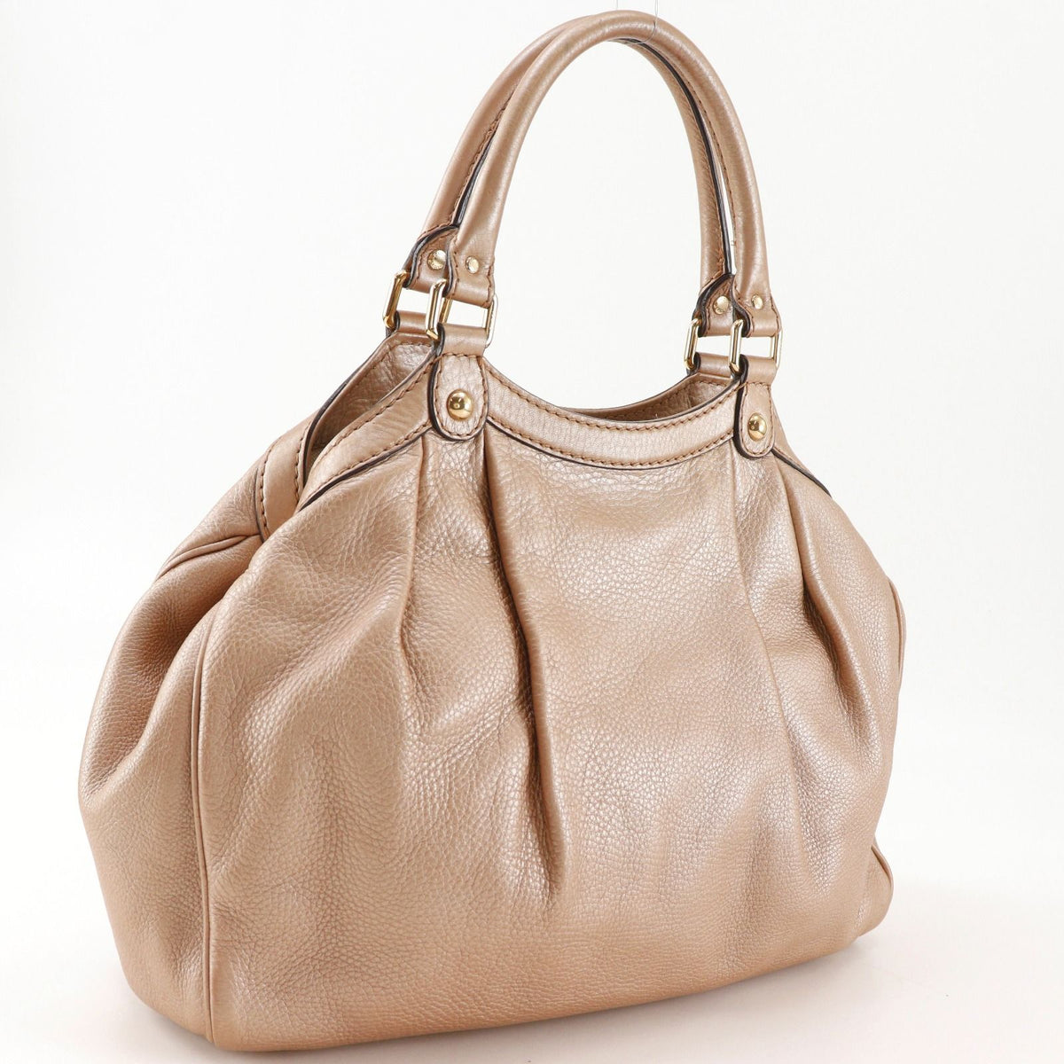 Gucci Sukey Guccissima Leather Metallic Beige Handbag — view 3