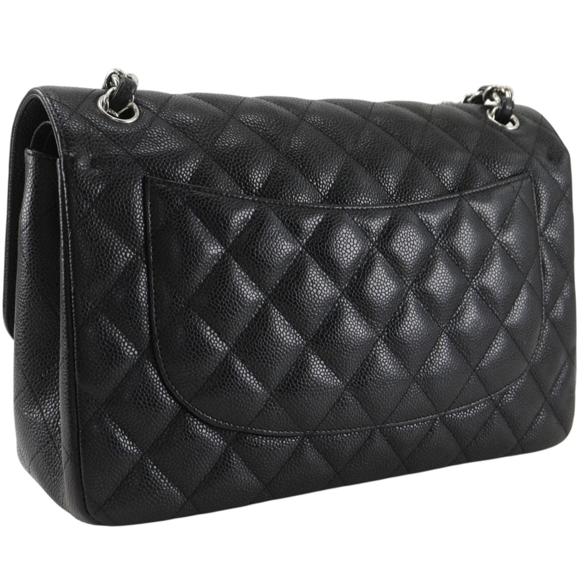 Chanel Double Flap Chain Shoulder Bag Quilted Classic Caviar Leather Black — view 3