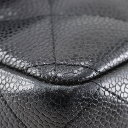 Chanel Double Flap Chain Shoulder Bag Quilted Classic Caviar Leather Black — view 4