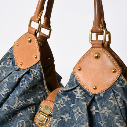 Louis Vuitton Monogram Denim L Handbag Blue Gold — view 5