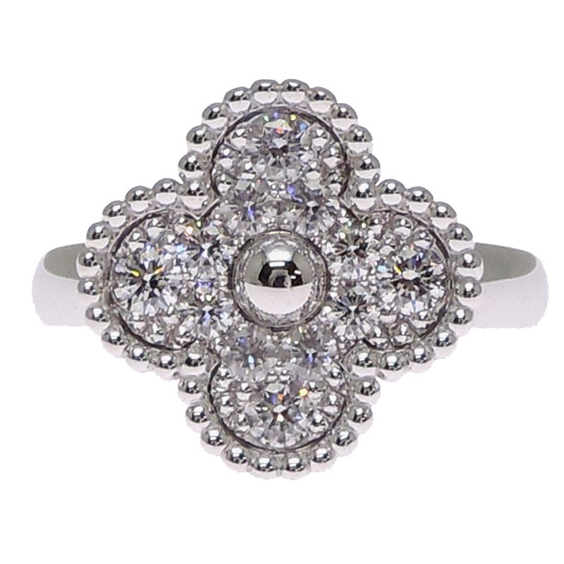 Van Cleef & Arpels Ring Vintage Alhambra Diamond 18k White Gold — view 4