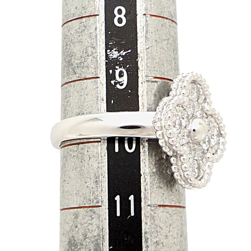 Van Cleef & Arpels Ring Vintage Alhambra Diamond 18k White Gold — view 6