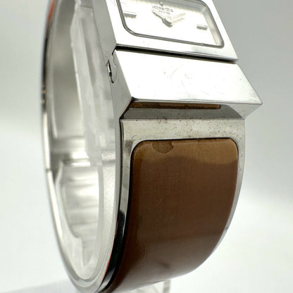 Hermes Loquet Watch Quartz Wood Brown Vintage — view 8
