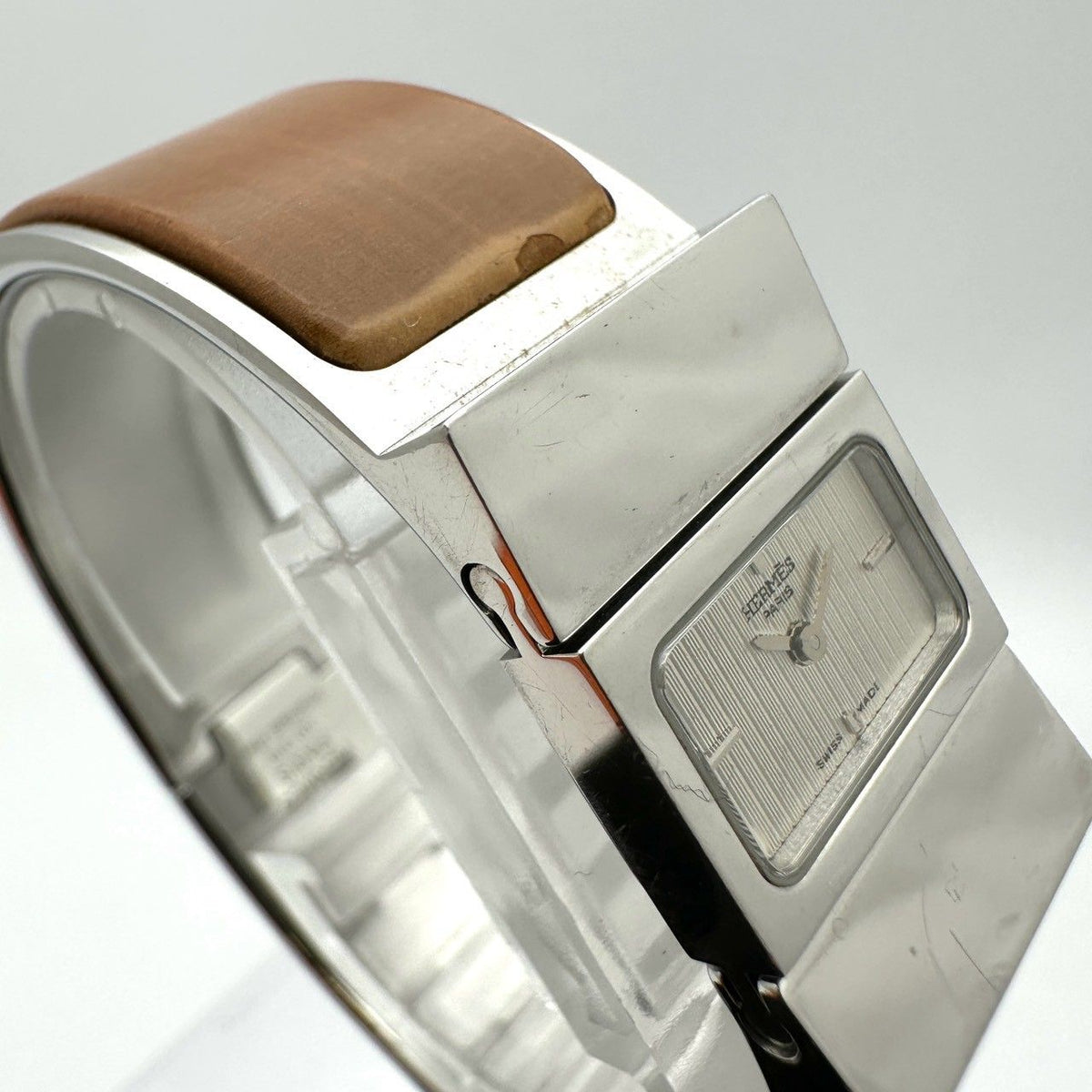 Hermes Loquet Watch Quartz Wood Brown Vintage — view 7