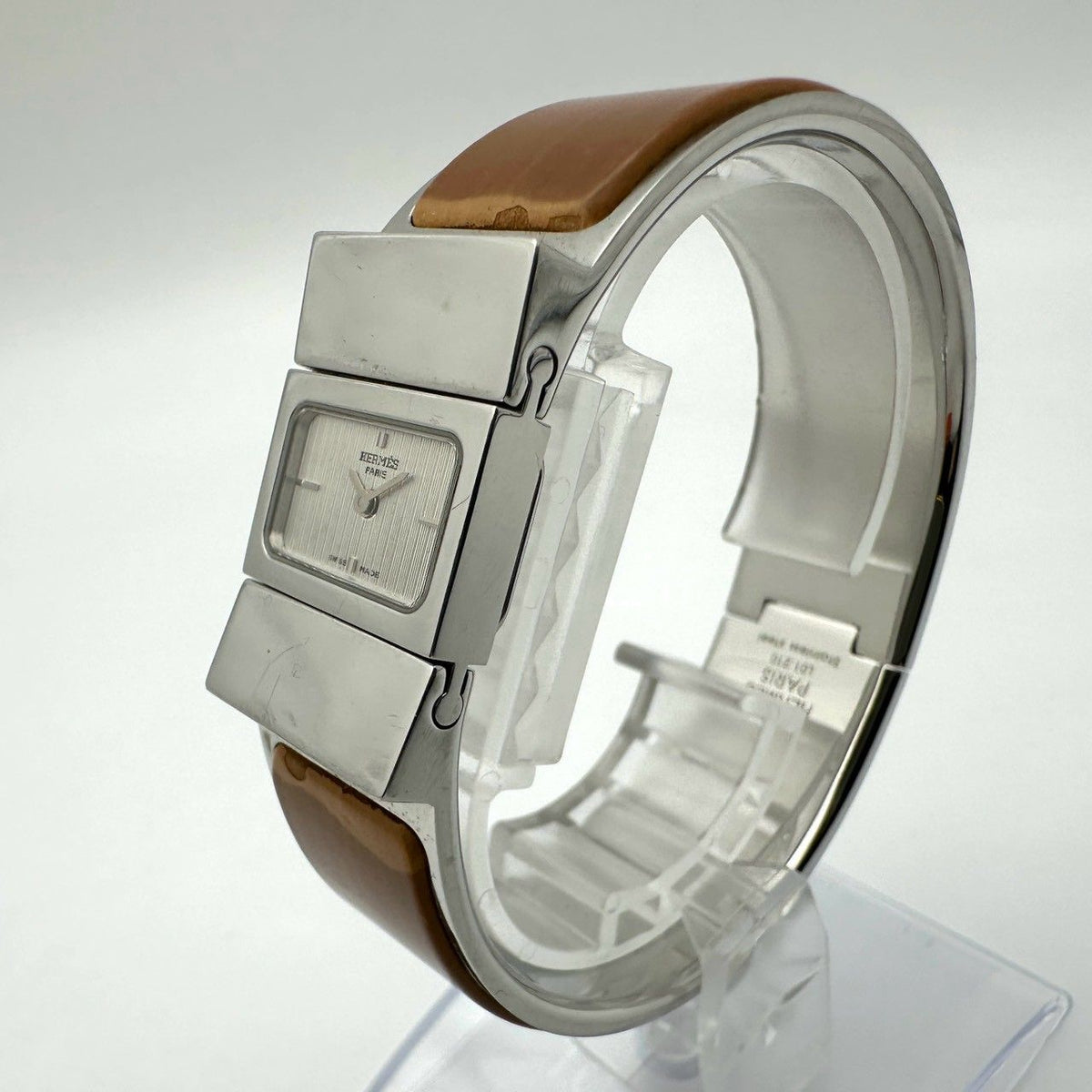 Hermes Loquet Watch Quartz Wood Brown Vintage — view 2