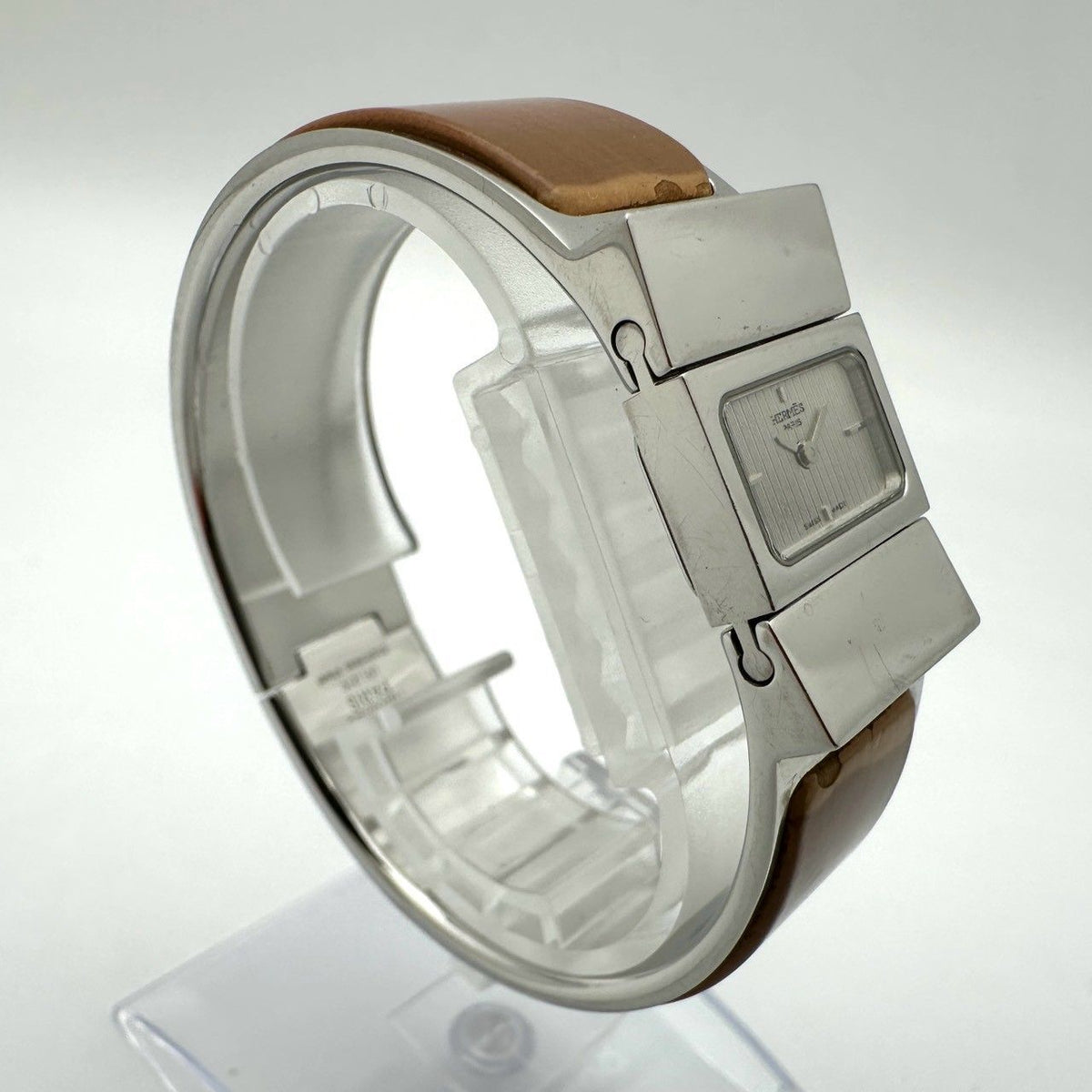 Hermes Loquet Watch Quartz Wood Brown Vintage — view 3