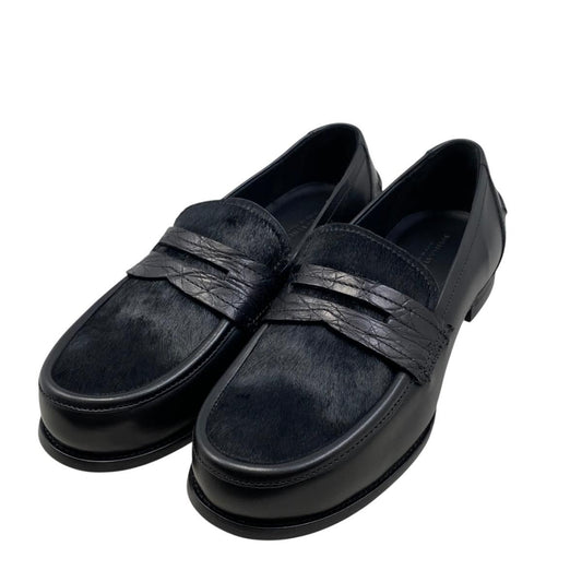 Bottega Veneta Shoes Calf Hair Leather Coin Loafers Pony Black