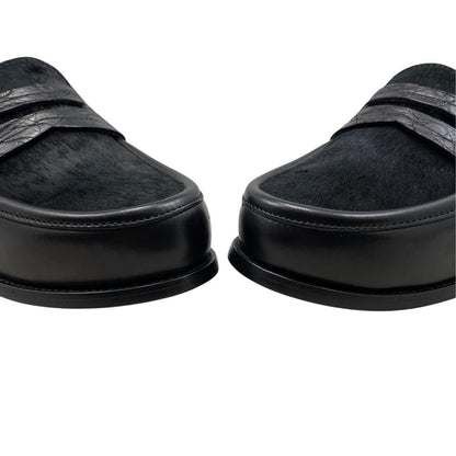 Bottega Veneta Shoes Calf Hair Leather Coin Loafers Pony Black — view 8