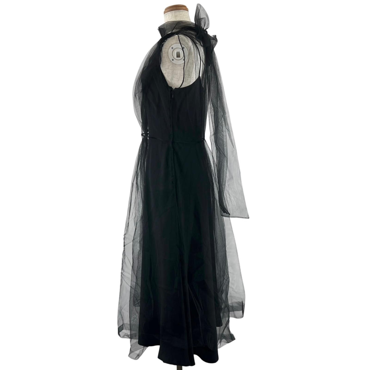 Prada Silk 100% Back Ribbon Sheer Long Dress Black 36 — view 4