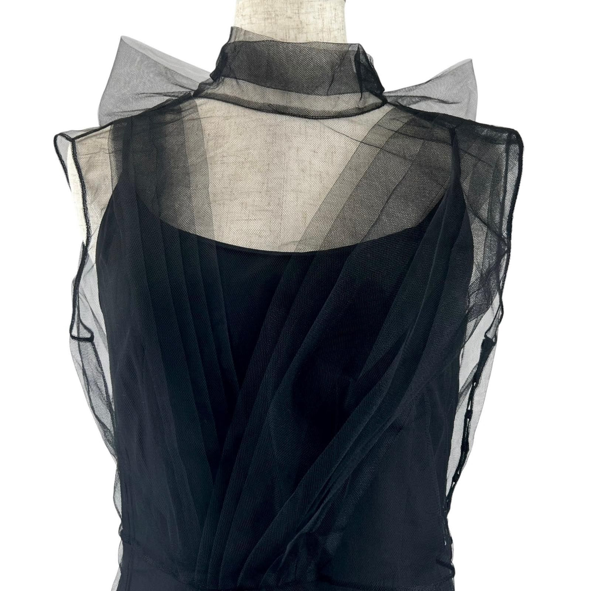 Prada Silk 100% Back Ribbon Sheer Long Dress Black 36 — view 2