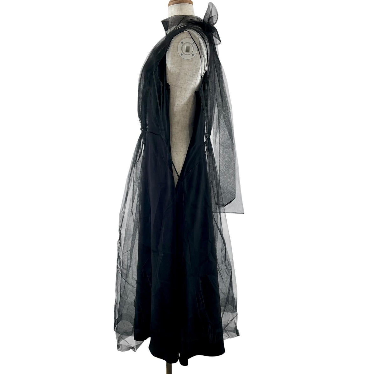 Prada Silk 100% Back Ribbon Sheer Long Dress Black 36 — view 5
