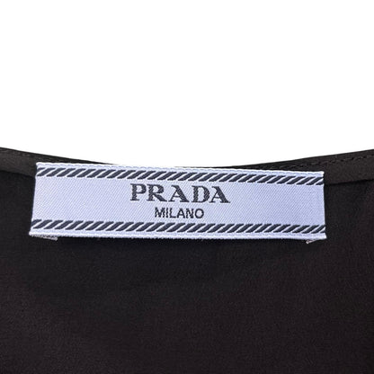 Prada Silk 100% Back Ribbon Sheer Long Dress Black 36 — view 6