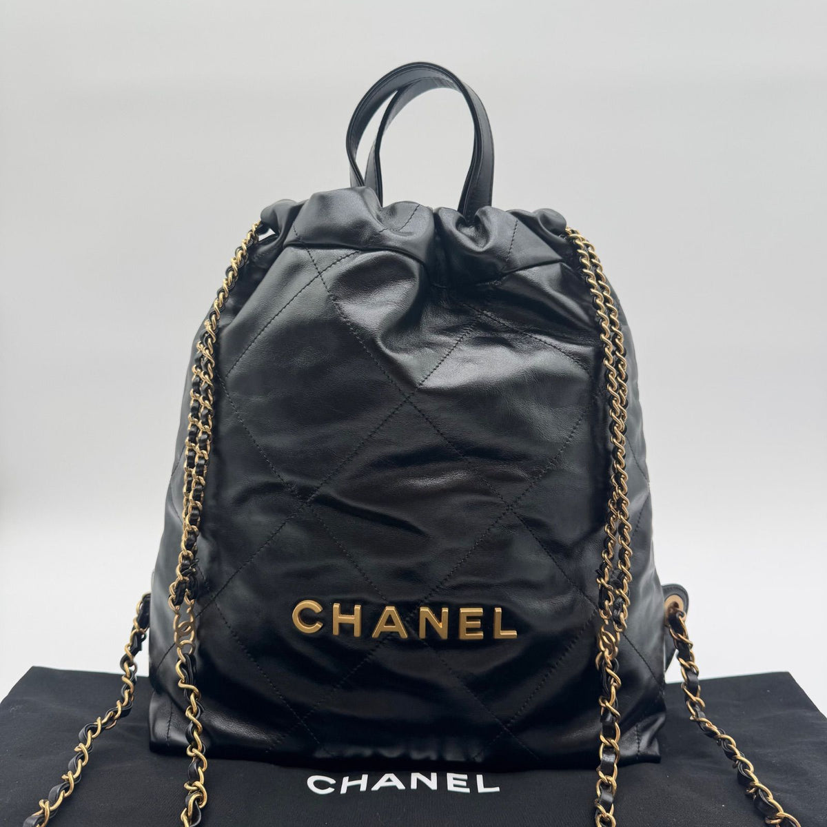 Chanel Backpack Chanel 22 Chain Black Gold