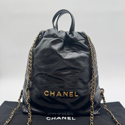 Chanel Backpack Chanel 22 Chain Black Gold