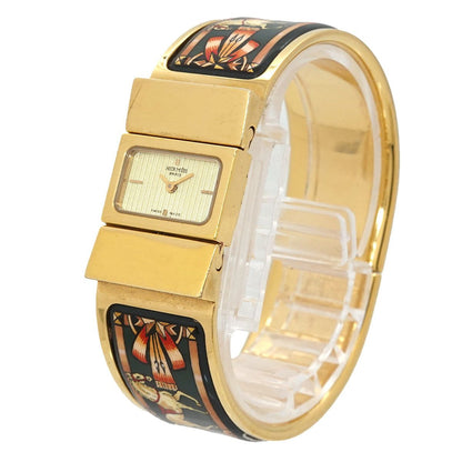 Hermes Loquet Bangle Watch Vintage Cloisonne Gold Quartz — view 2