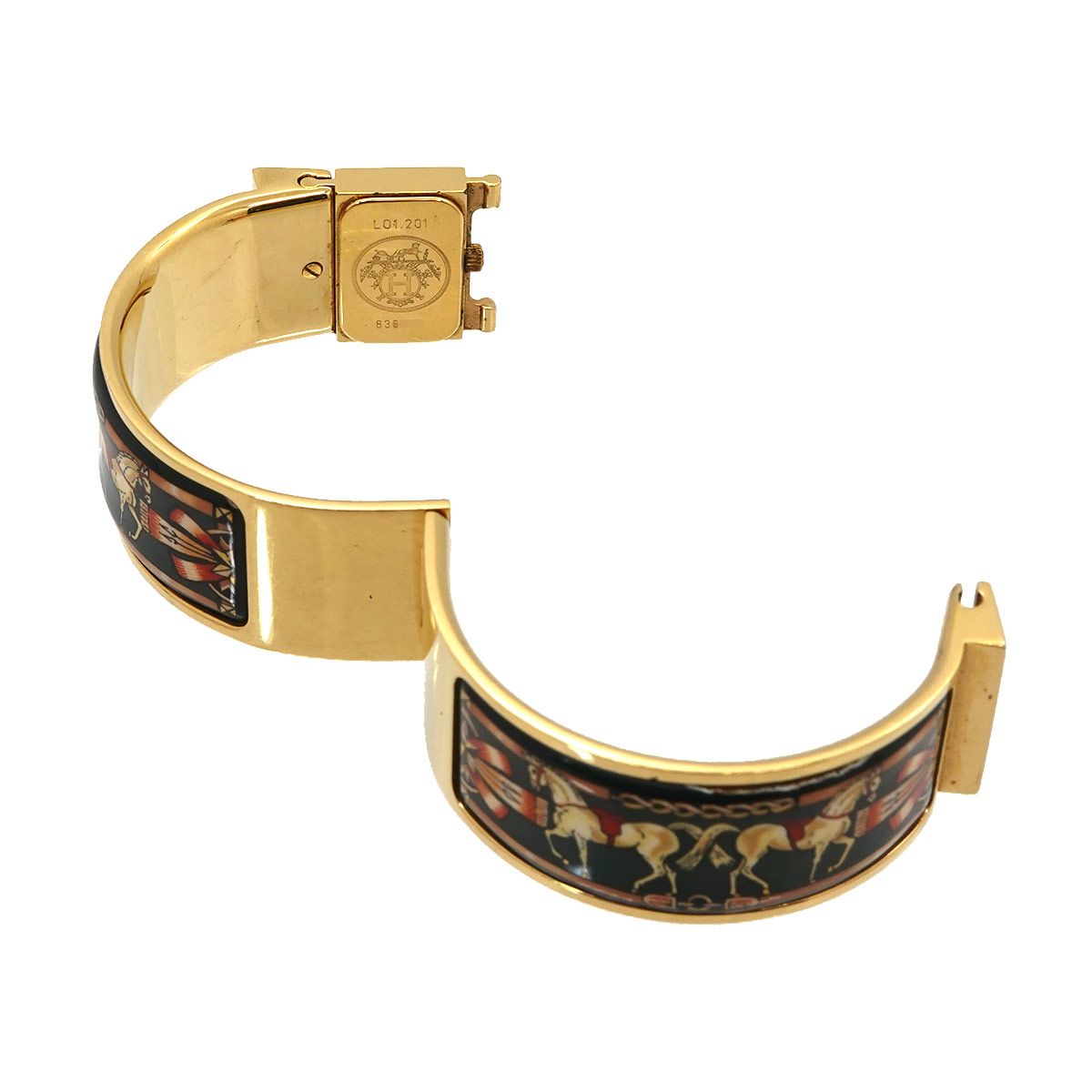 Hermes Loquet Bangle Watch Vintage Cloisonne Gold Quartz — view 4