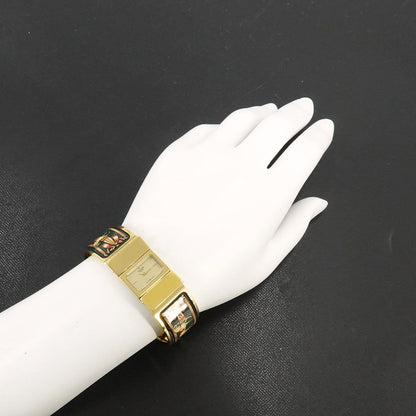 Hermes Loquet Bangle Watch Vintage Cloisonne Gold Quartz — view 3