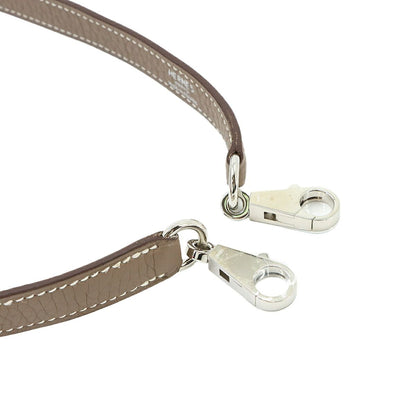 Hermes Kelly Bolide Shoulder Strap Taurillon Clemence Etoupe Beige Silver — view 2