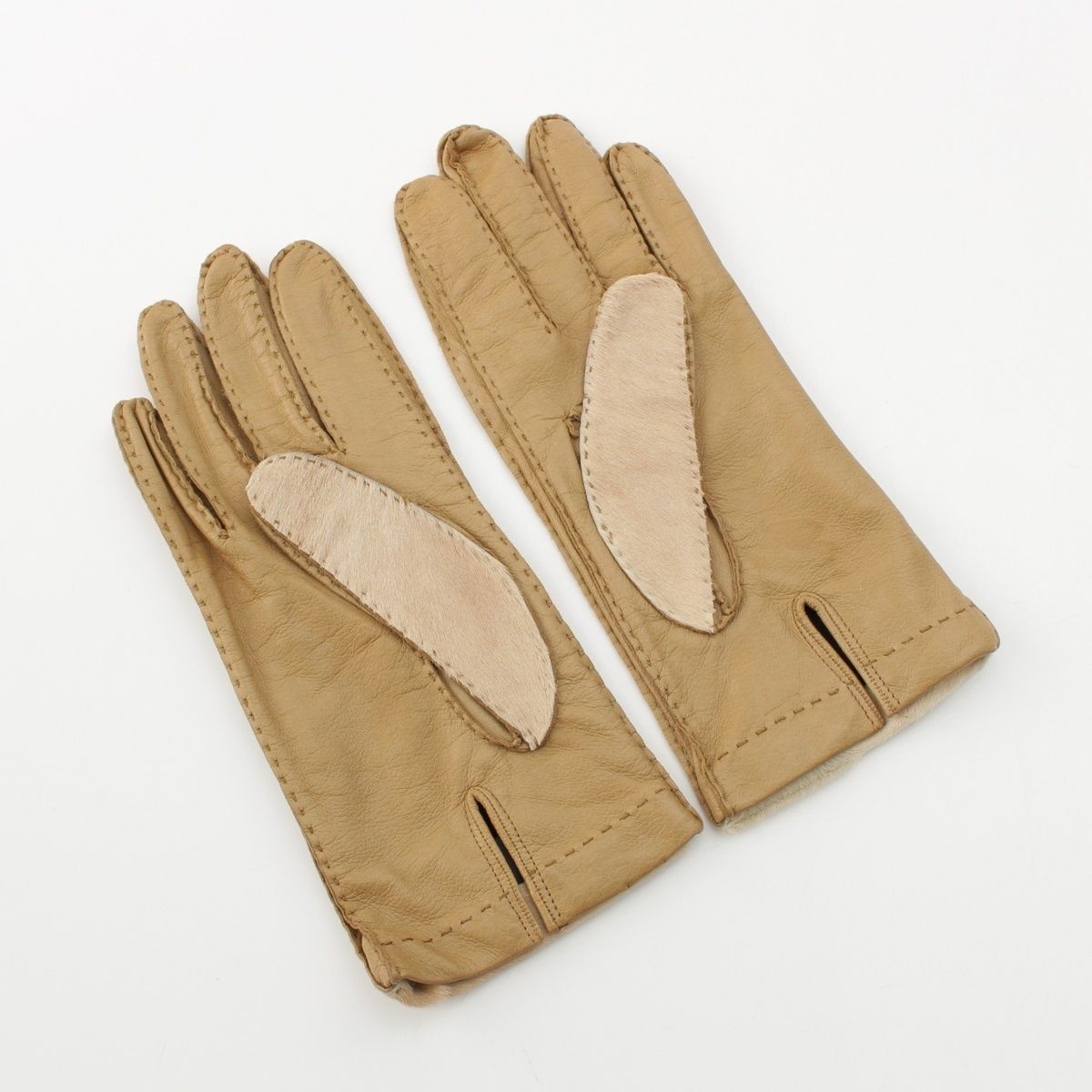 Prada Calf Hair Horseskin Gloves Beige — view 2