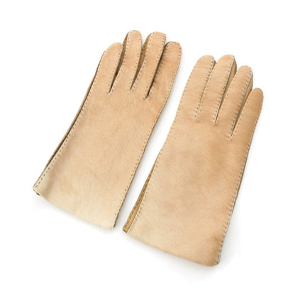 Prada Calf Hair Horseskin Gloves Beige