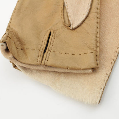 Prada Calf Hair Horseskin Gloves Beige — view 7