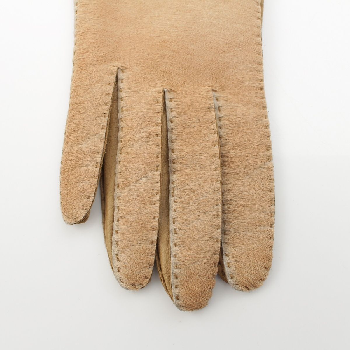 Prada Calf Hair Horseskin Gloves Beige — view 3