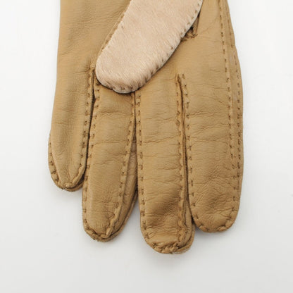 Prada Calf Hair Horseskin Gloves Beige — view 4