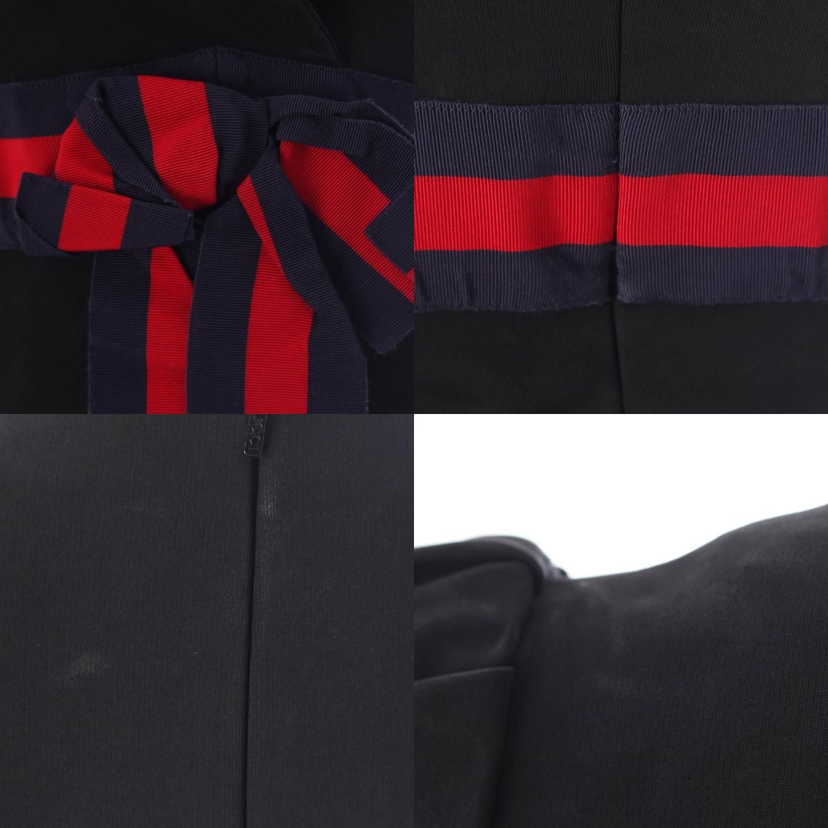 Gucci Jersey V-neck Dress Rayon Nylon Short Sleeve Ribbon Interlocking G Black — view 8