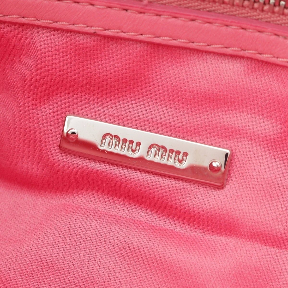 Miu Miu Matelasse Leather Sheep Crystal Chain Shoulder Bag Pink — view 8