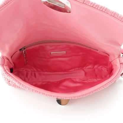 Miu Miu Matelasse Leather Sheep Crystal Chain Shoulder Bag Pink — view 7