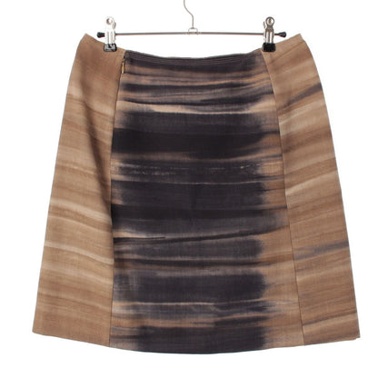 Prada W Roman Ruins Wide Wool All Over Print Gradient Skirt Beige 40 — view 2