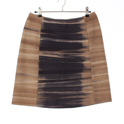 Prada W Roman Ruins Wide Wool All Over Print Gradient Skirt Beige 40