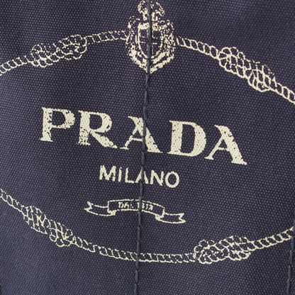 Prada Canapa Tote Canvas Logo 2-Way Shoulder Bag Navy Blue — view 8
