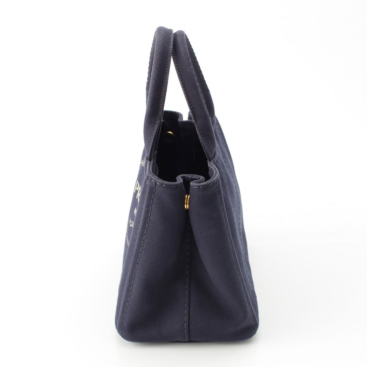 Prada Canapa Tote Canvas Logo 2-Way Shoulder Bag Navy Blue — view 3