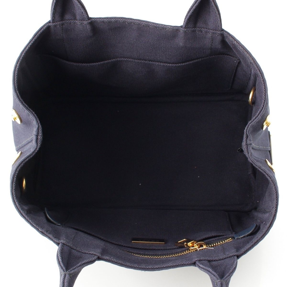 Prada Canapa Tote Canvas Logo 2-Way Shoulder Bag Navy Blue — view 6