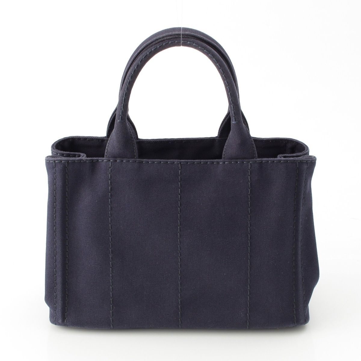 Prada Canapa Tote Canvas Logo 2-Way Shoulder Bag Navy Blue — view 4