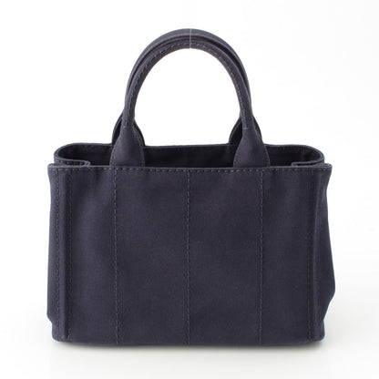 Prada Canapa Tote Canvas Logo 2-Way Shoulder Bag Navy Blue — view 4