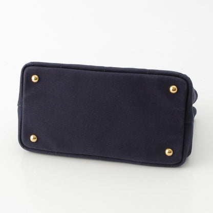 Prada Canapa Tote Canvas Logo 2-Way Shoulder Bag Navy Blue — view 5