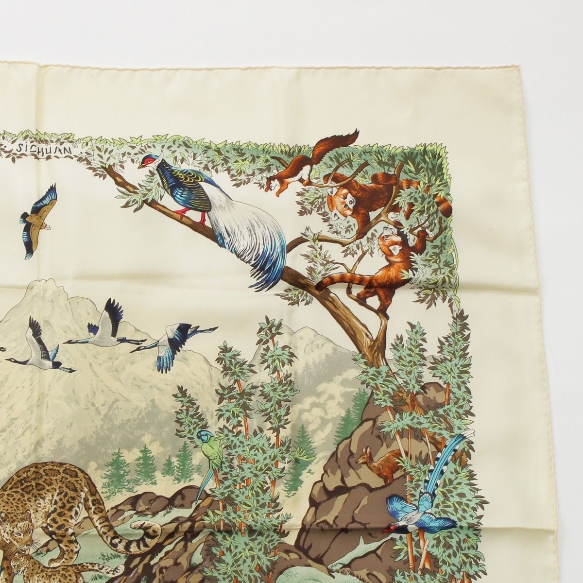 Hermes Carre 90 Sichuan Silk Scarf White Multicolor — view 3
