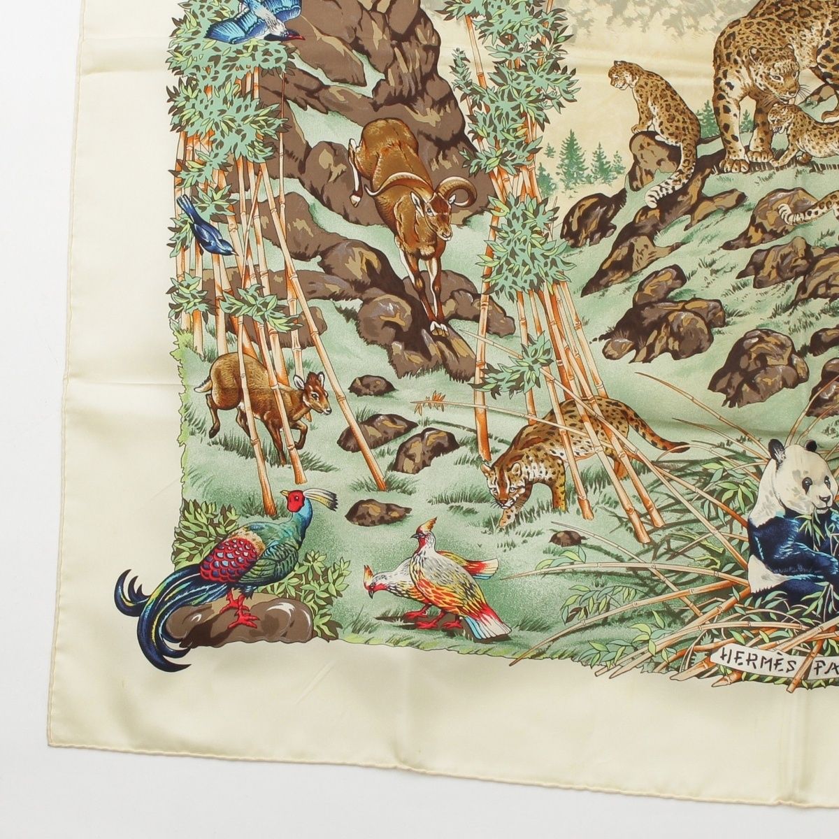 Hermes Carre 90 Sichuan Silk Scarf White Multicolor — view 4