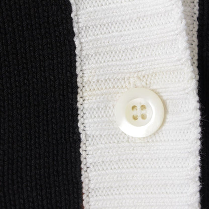 Prada Cotton Knit Logo Embroidery Cropped Cardigan Top Black White 36 — view 8