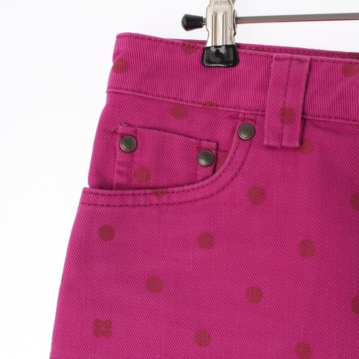 Louis Vuitton Cotton Logo Dot Fitted Mini Denim Skirt Pink 34 — view 3