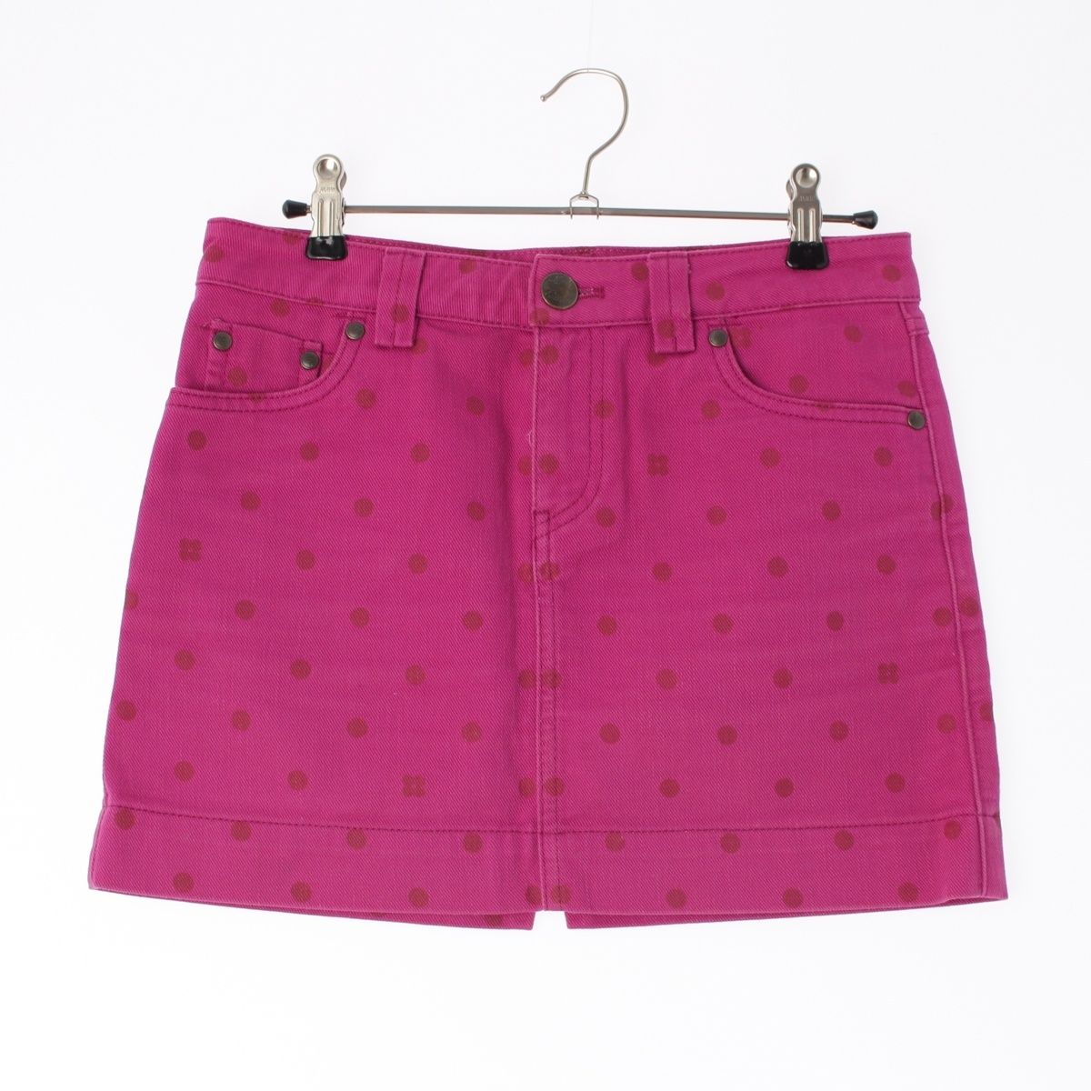 Louis Vuitton Cotton Logo Dot Fitted Mini Denim Skirt Pink 34