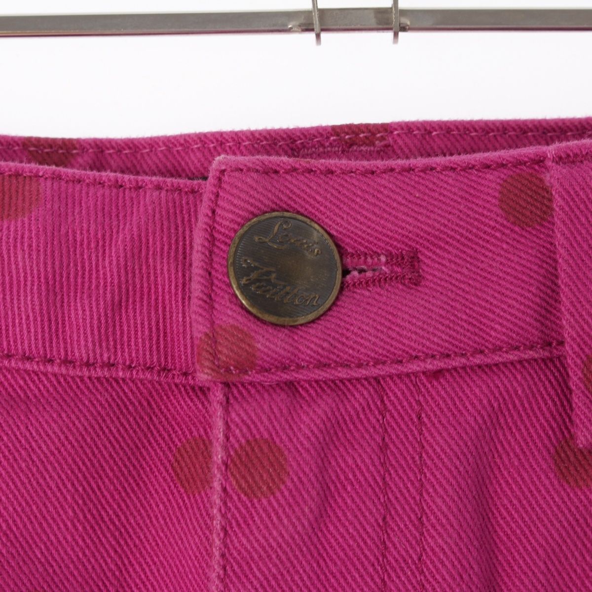 Louis Vuitton Cotton Logo Dot Fitted Mini Denim Skirt Pink 34 — view 4