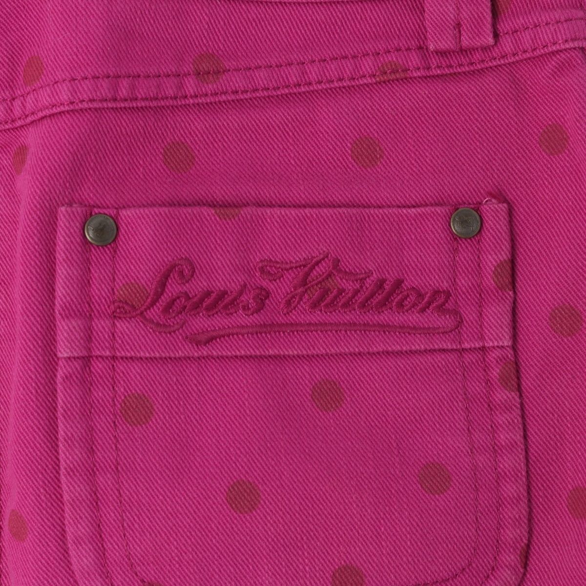 Louis Vuitton Cotton Logo Dot Fitted Mini Denim Skirt Pink 34 — view 7