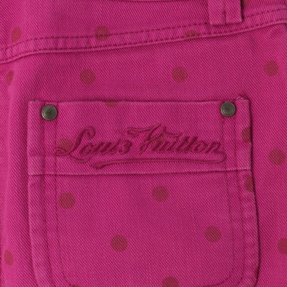 Louis Vuitton Cotton Logo Dot Fitted Mini Denim Skirt Pink 34 — view 7