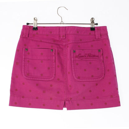 Louis Vuitton Cotton Logo Dot Fitted Mini Denim Skirt Pink 34 — view 2