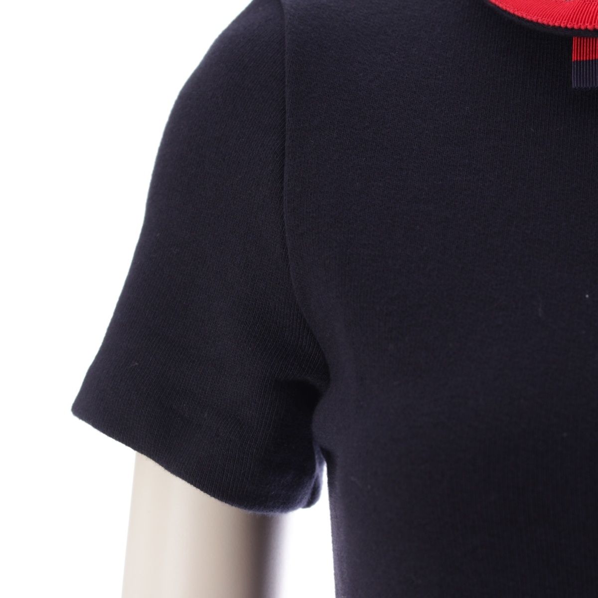 Gucci Polyester Sherry Line Bow Tie Dress Navy 12 — view 6